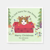 Serviette En Papier Cute Cat in a Box Here for the Boxes Christmas (Devant)