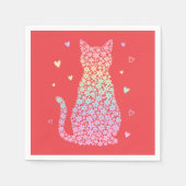 Serviette En Papier  cute cat sweet rainbow hearts pastel gradient (Devant)