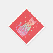 Serviette En Papier  cute cat sweet rainbow hearts pastel gradient (Coin)