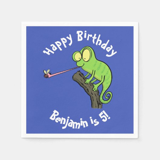 Serviette En Papier Cute chameleon attraper un dessin animé (Devant)