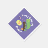 Serviette En Papier Cute chameleon attraper un dessin animé d'annivers (Coin)