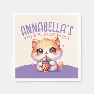 Serviette En Papier Cute Chat Boba fête d'anniversaire
