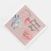 Serviette En Papier Cute Chat et Balloon Saint Valentin (Coin)