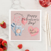 Serviette En Papier Cute Chat et Balloon Saint Valentin (En situation)