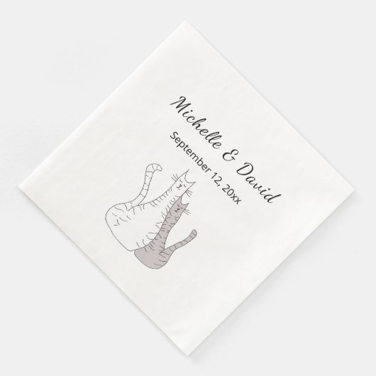 Serviette En Papier Cute chats Dessin Mariage simple (Coin)