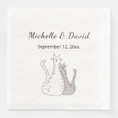 Serviette En Papier Cute chats Dessin Mariage simple (Devant)