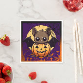 Serviette En Papier Cute chauve-souris Halloween Napkin (En situation)