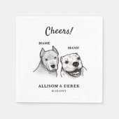 Serviette En Papier Cute Cheers Personnalisé 2 Chiens Cocktail Mariage (Devant)