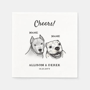 Serviette En Papier Cute Cheers Personnalisé 2 Chiens Cocktail Mariage