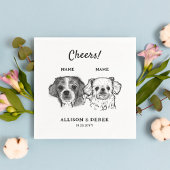 Serviette En Papier Cute Cheers Personnalisé 2 Chiens Cocktail Mariage