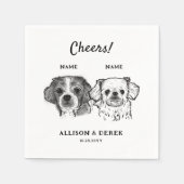 Serviette En Papier Cute Cheers Personnalisé 2 Chiens Cocktail Mariage (Devant)