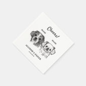 Serviette En Papier Cute Cheers Personnalisé 2 Chiens Cocktail Mariage (Coin)