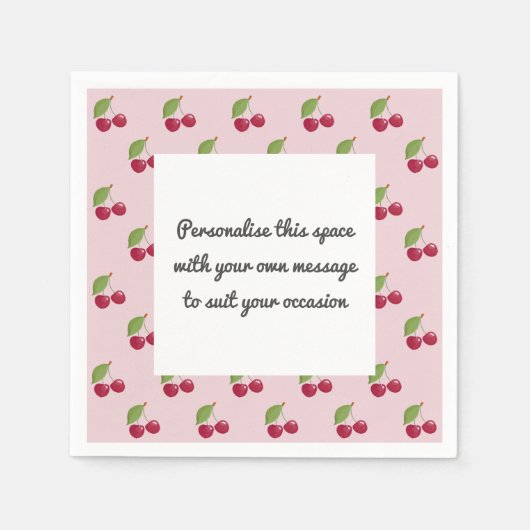 Serviette En Papier Cute Cherry Pattern Custom Message  (Devant)