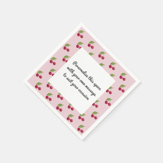 Serviette En Papier Cute Cherry Pattern Custom Message (Coin)