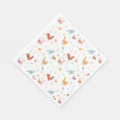 Serviette En Papier Cute Chickens Hens and Baby Chicks (Coin)