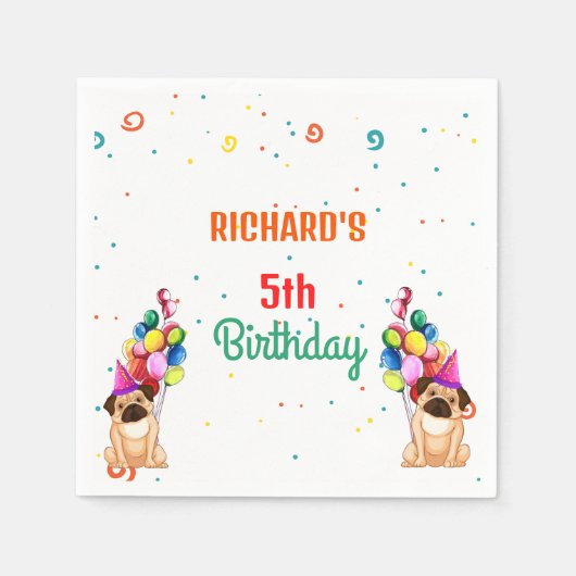 Serviette En Papier Cute Chien Chiot Puppy Theme Fête d'Anniversaire d (Devant)