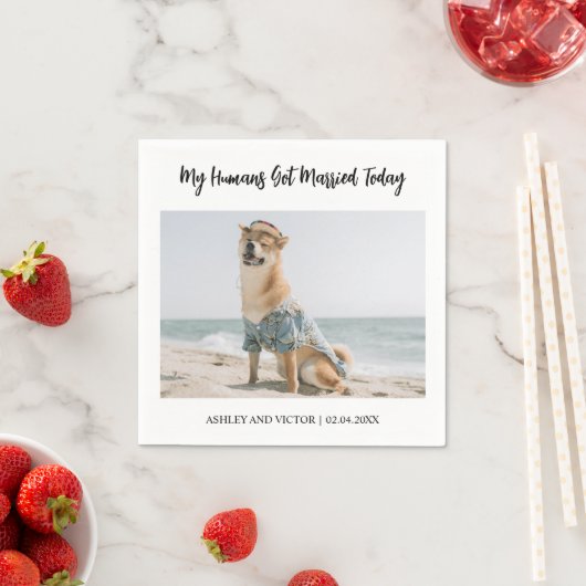 Serviette En Papier Cute Chien Photo Moderne Simple Mariage (En situation)