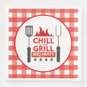 Serviette En Papier Cute chill and grill party barbecue (Devant)