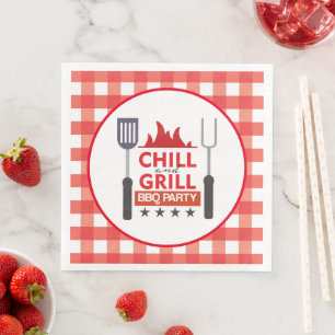 Serviette En Papier Cute chill and grill party barbecue