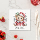 Serviette En Papier Cute Christmas Bear and Snowflakes (En situation)