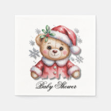 Cute Christmas Bear and Snowflakes