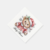 Serviette En Papier Cute Christmas Bear and Snowflakes (Coin)