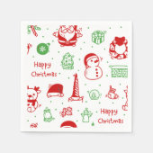 Serviette En Papier Cute Christmas Icons Pattern Paper Napkin (Devant)