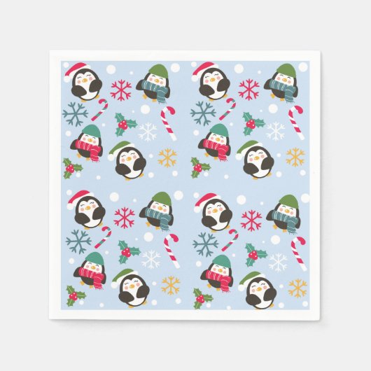 Serviette En Papier Cute Christmas Penguin (Devant)