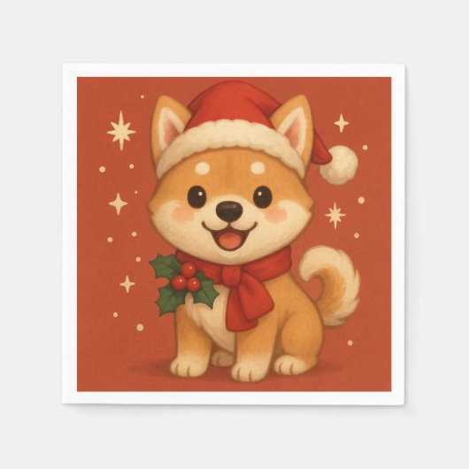 Serviette En Papier Cute Christmas puppy (Devant)