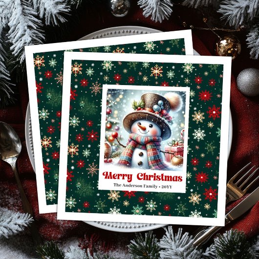 Serviette En Papier Cute Christmas Snowman Napkins Personalized Kids