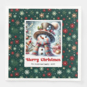 Serviette En Papier Cute Christmas Snowman Napkins Personalized Kids (Devant)