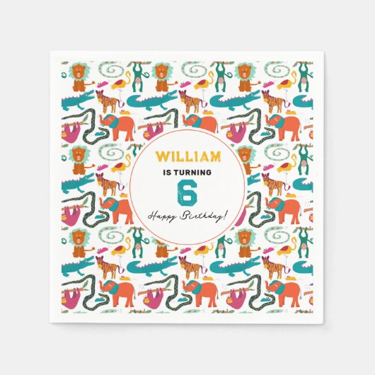 Serviette En Papier Cute Colorful Animaux Abstraits Parti Anniversaire (Devant)