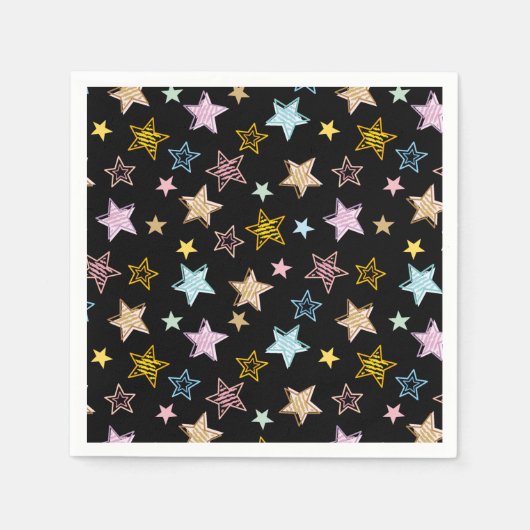 Serviette En Papier Cute Colorful Pastel Stars Pattern (Devant)