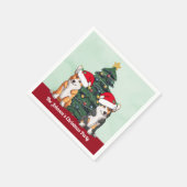 Serviette En Papier Cute Corgi Noël Arbre Fête de Noël Personnalisée (Coin)