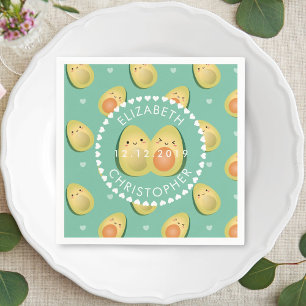 Serviette En Papier Cute Couple Avocados Évitons la fête de mariage