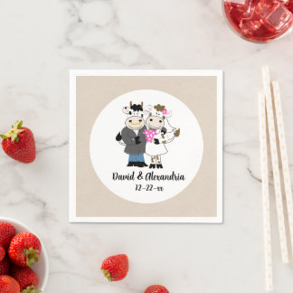 Serviette En Papier Cute Cow Couple Mariage Russe Pays