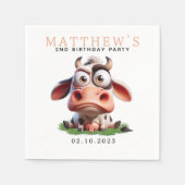 Serviette En Papier Cute Cow Farm Animaux 2e fête d'anniversaire (Devant)