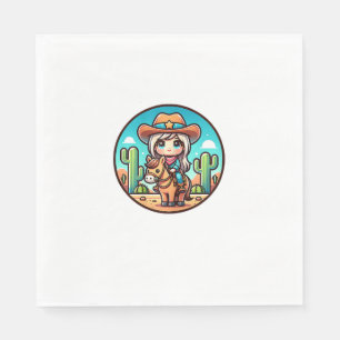 Serviette En Papier Cute Cow Girl Horse équitation Cowgirl Sunset Ride