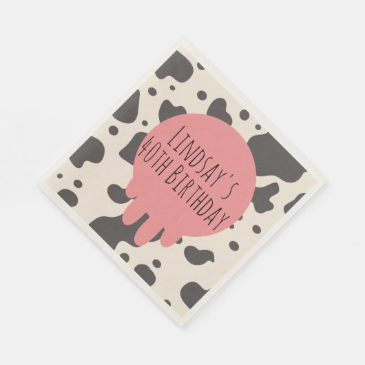 Serviette En Papier Cute Cow Imprimer Adult Party 40e Anniversaire (Coin)