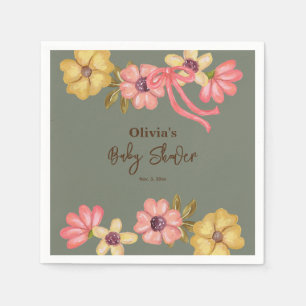 Serviette En Papier Cute Cowgirl Baby shower Occidental Fleurs Boho