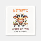 Serviette En Papier Cute Crazy Cow Farm Theme 1st Birthday (Devant)