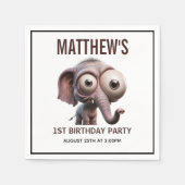 Serviette En Papier Cute Crazy elephant Farm Theme 1st Birthday (Devant)