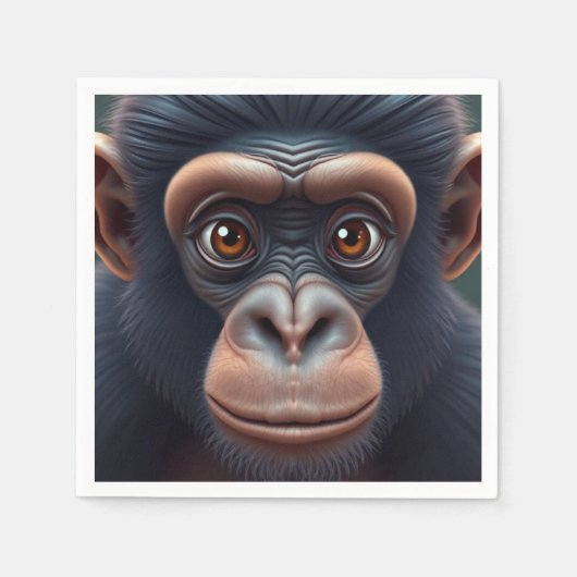 Serviette En Papier Cute Crazy Funny Chimpanzé Anime Portrait (Devant)