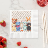 Serviette En Papier Cute Crocheted Stuffed Animals Boy's Baby Shower (En situation)
