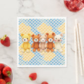 Serviette En Papier Cute Crocheted Teddy Bears Boy's Baby Shower (En situation)