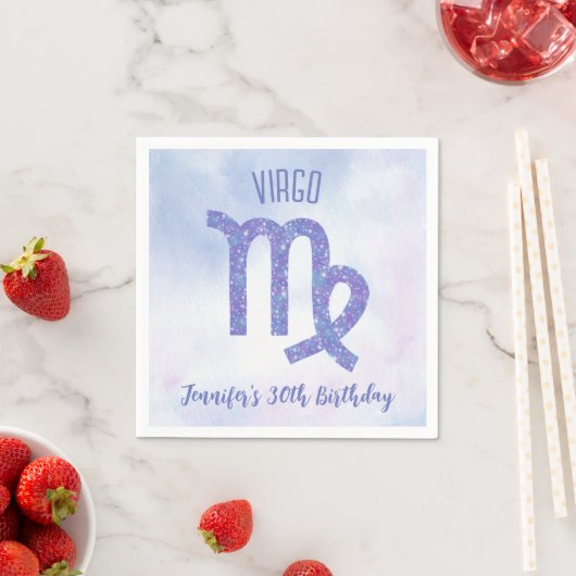 Serviette En Papier Cute Custom Virgo Purple Astrologie Anniversaire (En situation)