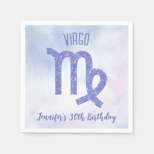 Serviette En Papier Cute Custom Virgo Purple Astrologie Anniversaire