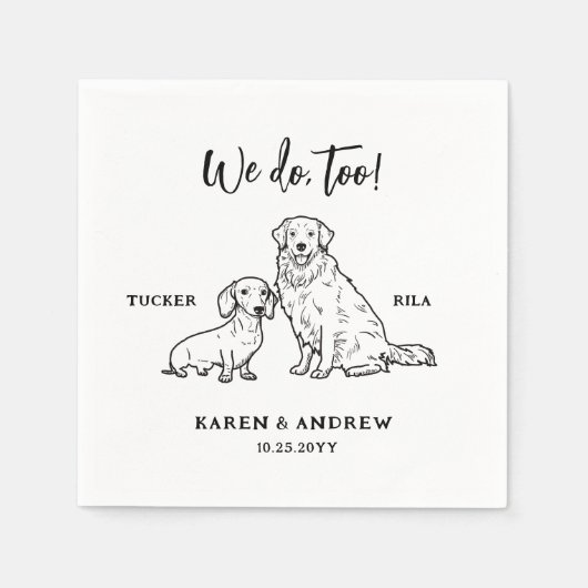 Serviette En Papier Cute Dachshund Golden Retriever Chien Mariage (Devant)