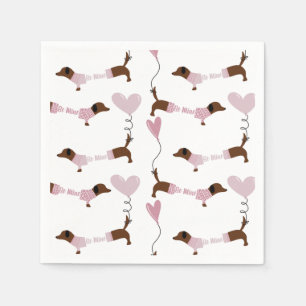 Serviette En Papier Cute Dachshund Wiener Dog Be Mine Valentines