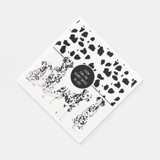 Serviette En Papier Cute Dalmatiens Noir & Blanc Zones Joyeuses (Coin)